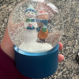 Snowman Snow Globe with Blue Base